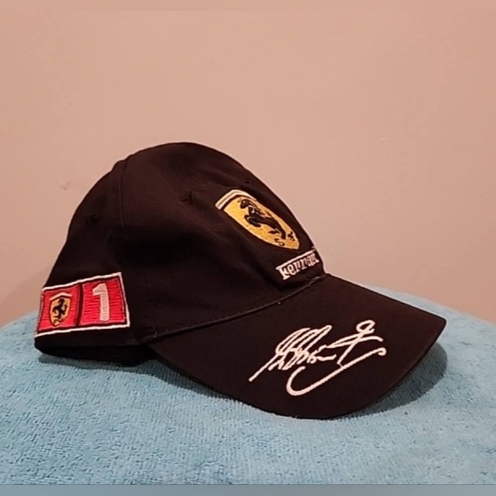 VTG Ferrari Shell Racing Vodafone Cap Hat One Size Fits Strap Back Black Unisex